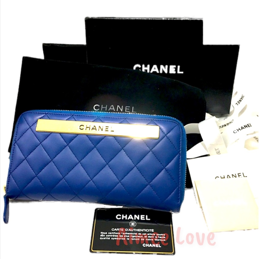 Authentic Blue Chanel Trendy Wallet